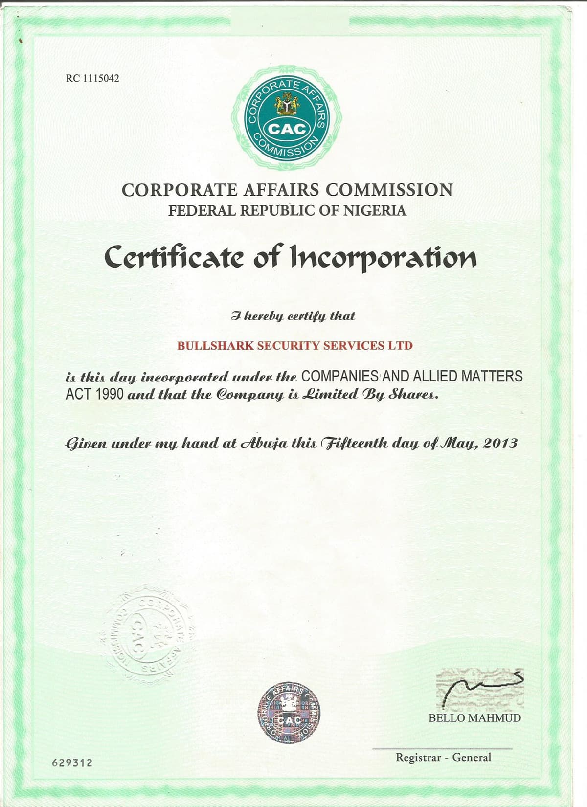 Certificate 9